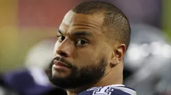 Dak Prescott #4 of the Dallas Cowboys looks on during the game against the Washington Commanders at FedExField on January 08, 2023 in Landover, Maryland.