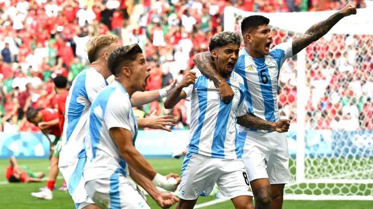 Nicolas Otamendi #16 of Team Argentina controls the ball during the Men's group B match between Argentina and Morocco during the Olympic Games Paris 2024 at Stade Geoffroy-Guichard on July 24, 2024 in Saint-Etienne, France.