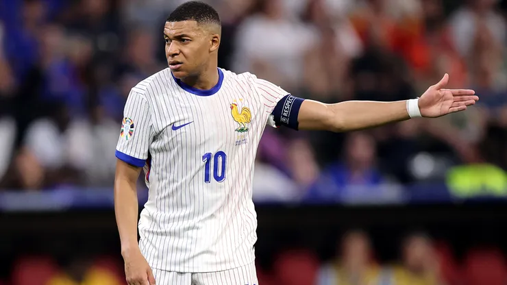 Kylian Mbappe of France gestures during the UEFA EURO 2024 Semi-Final match between Spain and France