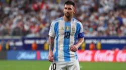 Lionel Messi of Argentina reacts during the CONMEBOL Copa America 2024 semifinal match between Canada and Argentina