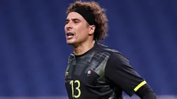 Guillermo Ochoa #13 of Team Mexico reacts during the Men's Bronze Medal Match between Mexico and Japan on day fourteen of the Tokyo 2020 Olympic Games at Saitama Stadium on August 06, 2021 in Saitama, Tokyo, Japan.