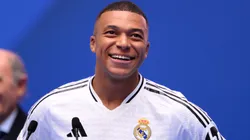 Real Madrid new signing, Kylian Mbappe is unveiled at Estadio Santiago Bernabeu on July 16, 2024 in Madrid, Spain.
