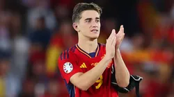 Gavi of Spain applauds the fans following the team's victory during the UEFA EURO 2024 European qualifier match between Spain and Cyprus at Estadio Nuevo Los Carmenes on September 12, 2023 in Granada, Spain.