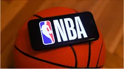 NBA logo displayed on a phone screen