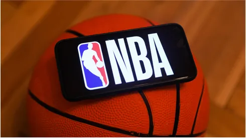 NBA logo displayed on a phone screen