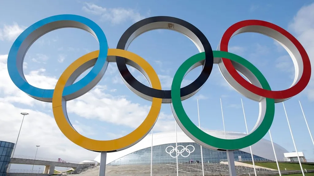 A general view of the Olympic Rings in front of the Bolshoy Ice Dome prior to the Sochi 2014 Winter Olympics in the Olympic Park Coastal Cluster on February 1, 2014 in Sochi, Russia. (Photo by Joe Scarnici/Getty Images)