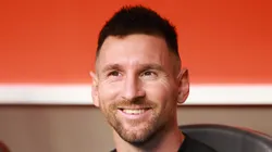Lionel Messi of Argentina gestures from the bench prior to the CONMEBOL Copa America 2024 Group A match between Argentina and Peru at Hard Rock Stadium on June 29, 2024 in Miami Gardens, Florida.