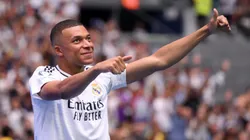 Real Madrid new signing, Kylian Mbappe is unveiled at Estadio Santiago Bernabeu on July 16, 2024 in Madrid, Spain.