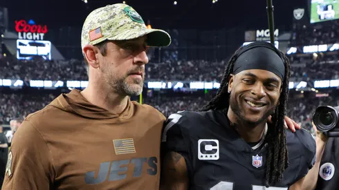 Aaron Rodgers (left, Jets) with Davante Adams (right, Raiders) - NFL 2023