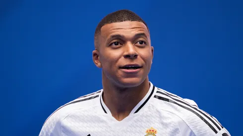 Real Madrid new signing, Kylian Mbappe is unveiled at Estadio Santiago Bernabeu on July 16, 2024 in Madrid, Spain.