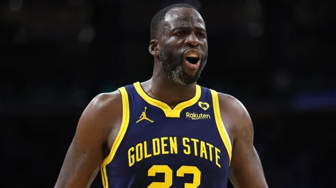 Draymond Green #23 of the Golden State Warriors looks on during the first half of a game against the Los Angeles Lakers at Crypto.com Arena