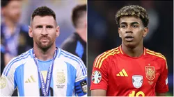 Lionel Messi of Argentina (left) and Lamine Yamal of Spain.