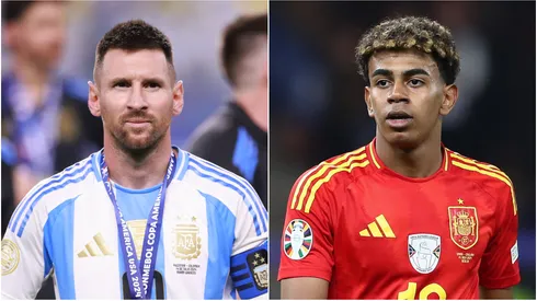 Lionel Messi of Argentina (left) and Lamine Yamal of Spain.