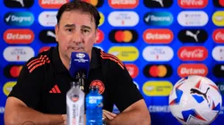 Head coach of Colombia Nestor Lorenzo speaks with media during a press conference ahead of their final match against Argentina as part of CONMEBOL Copa America USA 2024 at Hard Rock Stadium on July 13, 2024 in Miami Gardens, Florida.