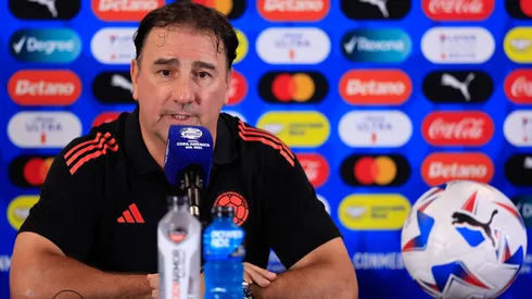 Head coach of Colombia Nestor Lorenzo speaks with media during a press conference ahead of their final match against Argentina as part of CONMEBOL Copa America USA 2024 at Hard Rock Stadium on July 13, 2024 in Miami Gardens, Florida.