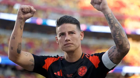 James Rodriguez of Colombia reacts after a 1-1 draw with Brazil during the CONMEBOL Copa America 2024 Group D match between Brazil and Colombia at Levi's Stadium on July 02, 2024 in Santa Clara, California.