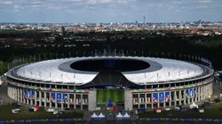 General view outside the stadium ahead of the UEFA EURO 2024 final match on July 13, 2024 in Berlin, Germany. The final match between Spain and England will be played on July 14, 2024.