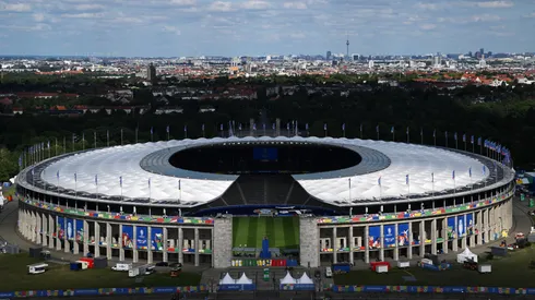 General view outside the stadium ahead of the UEFA EURO 2024 final match on July 13, 2024 in Berlin, Germany. The final match between Spain and England will be played on July 14, 2024.