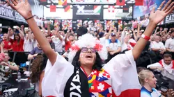 England fans gather to watch the UEFA EURO 2024 semi-finals match between England and Netherlands at Boxpark Croydon on July 10, 2024 in London, England.