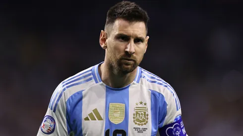 Lionel Messi of Argentina looks on during the CONMEBOL Copa America 2024 quarter-final match between Argentina and Ecuador