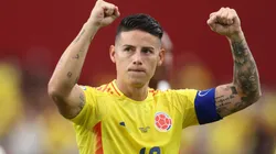 James Rodriguez of Colombia celebrates after winning the CONMEBOL Copa America 2024 quarter-final match between Colombia and Panama