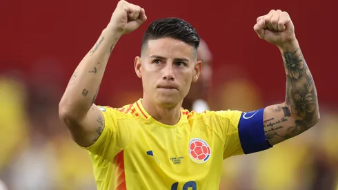 James Rodriguez of Colombia celebrates after winning the CONMEBOL Copa America 2024 quarter-final match between Colombia and Panama