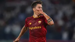 Paulo Dybala of AC Monza celebrates after scoring their team's first goal during the Serie A match between AS Roma and AC Monza at Stadio Olimpico on August 30, 2022 in Rome, Italy.