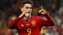 Gavi of Spain celebrates after scoring their team's fifth goal during the FIFA World Cup Qatar 2022 Group E match between Spain and Costa Rica at Al Thumama Stadium on November 23, 2022 in Doha, Qatar.