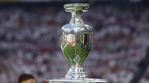 The UEFA Euro 2024 Henri Delaunay Trophy is seen prior to kick-off ahead of the UEFA EURO 2024 group stage match between Germany and Scotland