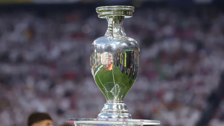 The UEFA Euro 2024 Henri Delaunay Trophy is seen prior to kick-off ahead of the UEFA EURO 2024 group stage match between Germany and Scotland