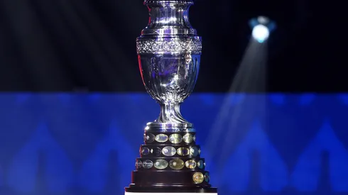 The Copa America trophy is displayed during the official draw of CONMEBOL Copa America 2024.