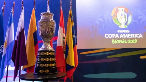 The Copa America Trophy is displayed during a meeting between representatives of the twelve nations who will take part in the 2019 Copa America football tournament and the competition's local organizing committee on January 22, 2019 in Rio de Janeiro, Brazil.