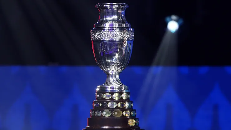 The Copa America trophy is displayed during the official draw of CONMEBOL Copa America 2024 at James L. Knight Center on December 07, 2023 in Miami, Florida.