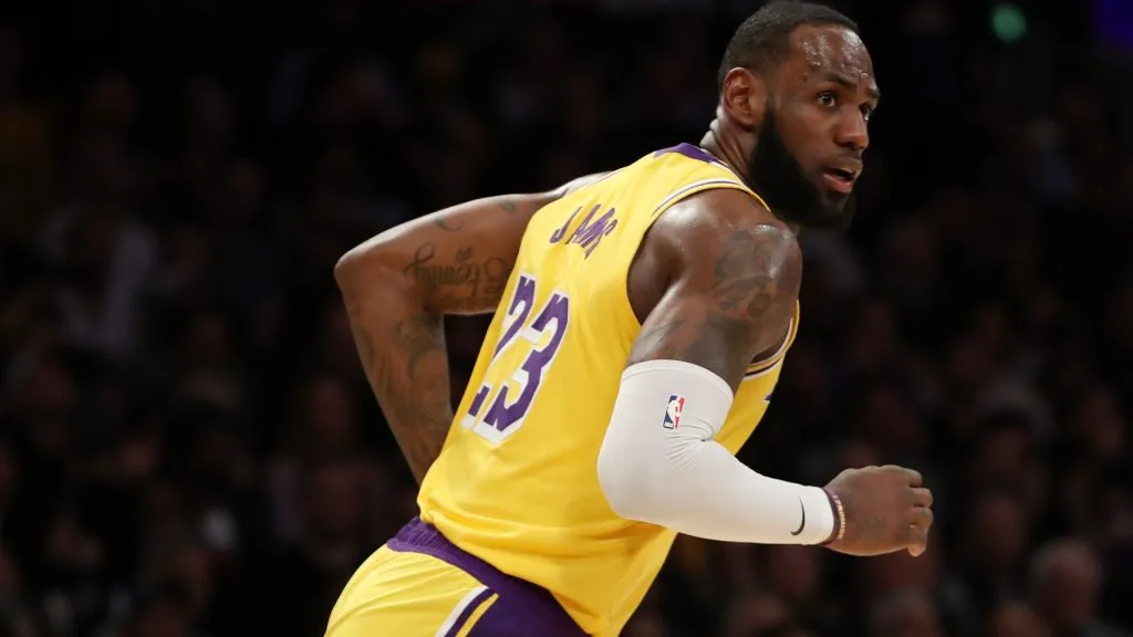 LeBron James #23 of the Los Angeles Lakers runs on the court in a game against the New Orleans Pelicans during the second half at Staples Center on February 25, 2020 in Los Angeles, California.&nbsp;Photo by Katelyn Mulcahy/Getty Images.