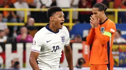 Ollie Watkins of England celebrates scoring his team's second goal during the UEFA EURO 2024 semi-final match between Netherlands and England at Football Stadium Dortmund on July 10, 2024 in Dortmund, Germany.
