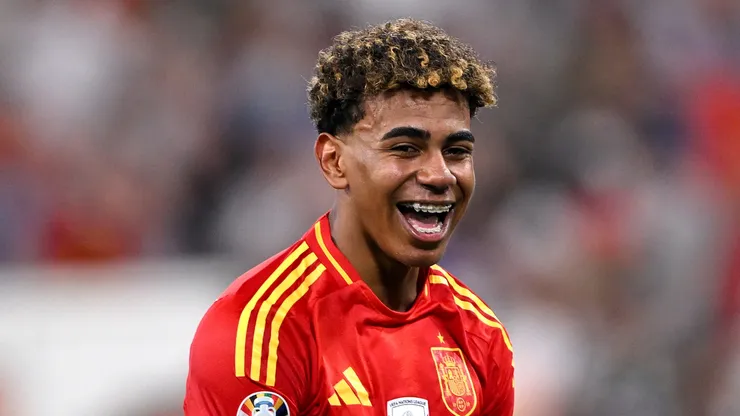 Lamine Yamal of Spain celebrates victory after the UEFA EURO 2024 Semi-Final match between Spain and France at Munich Football Arena on July 09, 2024 in Munich, Germany.