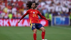 Marc Cucurella of Spain in action during the UEFA EURO 2024 quarter-final match between Spain and Germany.