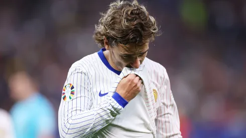 Antoine Griezmann of France reacts during the UEFA EURO 2024 quarter-final match between Portugal and France.