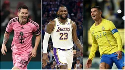 Lionel Messi (left), LeBron James (c), and Cristiano Ronaldo.