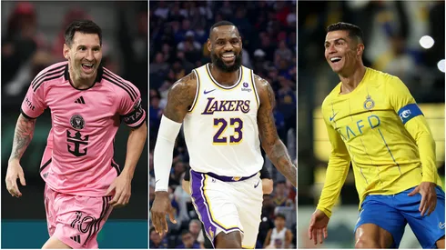 Lionel Messi (left), LeBron James (c), and Cristiano Ronaldo.