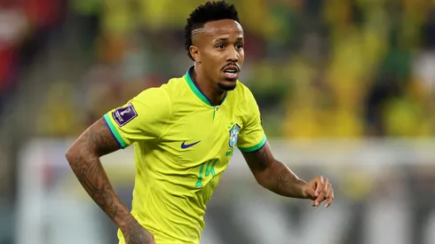 Eder Militao of Brazil in action during the FIFA World Cup Qatar 2022 Group G match between Brazil and Switzerland