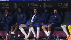 Kylian Mbappe of France sits on the bench after being substituted during the UEFA EURO 2024 quarter-final match between Portugal and France.