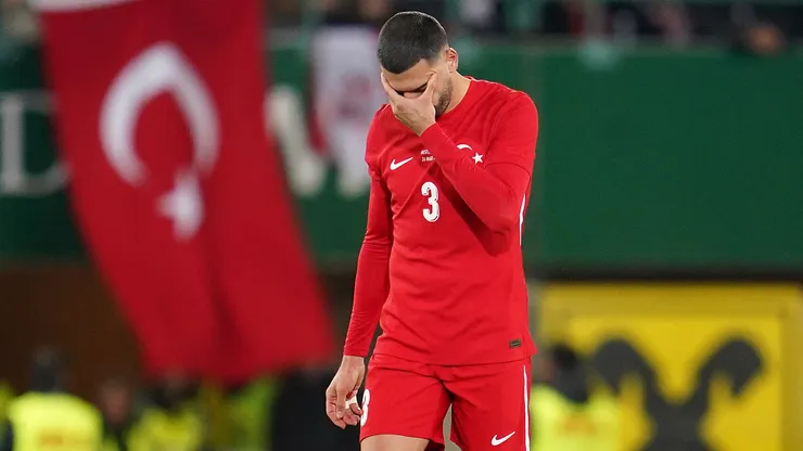 Merih Demiral looks dejected during the international friendly match between Austria and Turkiye at Ernst Happel Stadion.