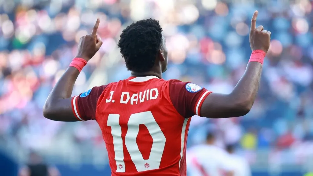 Jonathan David of Canada celebrates after scoring the teamās first goal during the CONMEBOL Copa America 2024. Photo by Hector Vivas/Getty Images