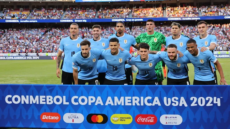 Players of Uruguay pose for a team photo during the CONMEBOL Copa America 2024 Group C match between United States and Uruguay.