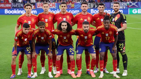 Players of Spain pose for a team photograph prior to the UEFA EURO 2024 group stage match between Spain and Italy.