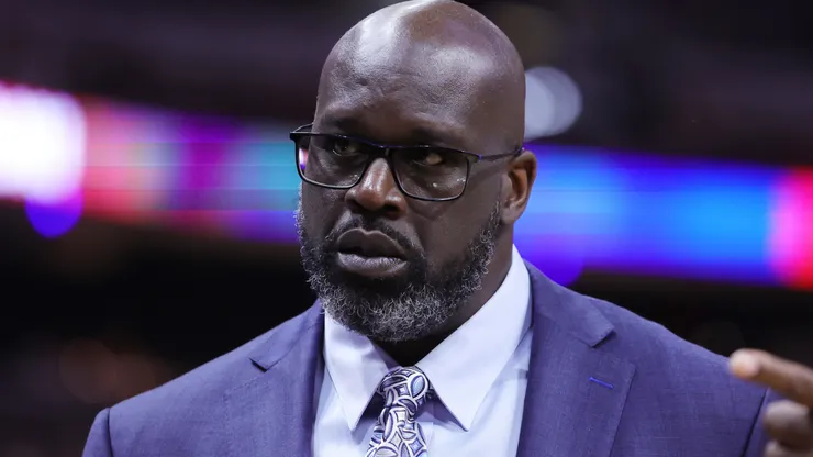 Shaquille O'Neal looks on during the third quarter in game four of the Eastern Conference Finals between the Boston Celtics and the Miami Heat