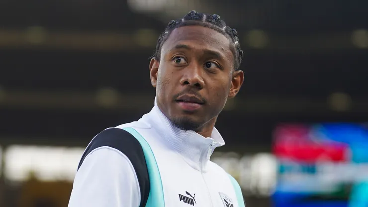 David Alaba of Austria inspects the pitch prior to the international friendly match between Austria and Serbia at Ernst Happel Stadion on June 4, 2024 in Vienna, Austria.