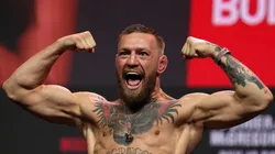 Conor McGregor poses during a ceremonial weigh in for UFC 264 at T-Mobile Arena on July 09, 2021 in Las Vegas, Nevada.