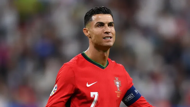 Cristiano Ronaldo of Portugal reacts after a missed chance during the UEFA EURO 2024 round of 16 match between Portugal and Slovenia at Frankfurt Arena on July 01, 2024 in Frankfurt am Main, Germany.